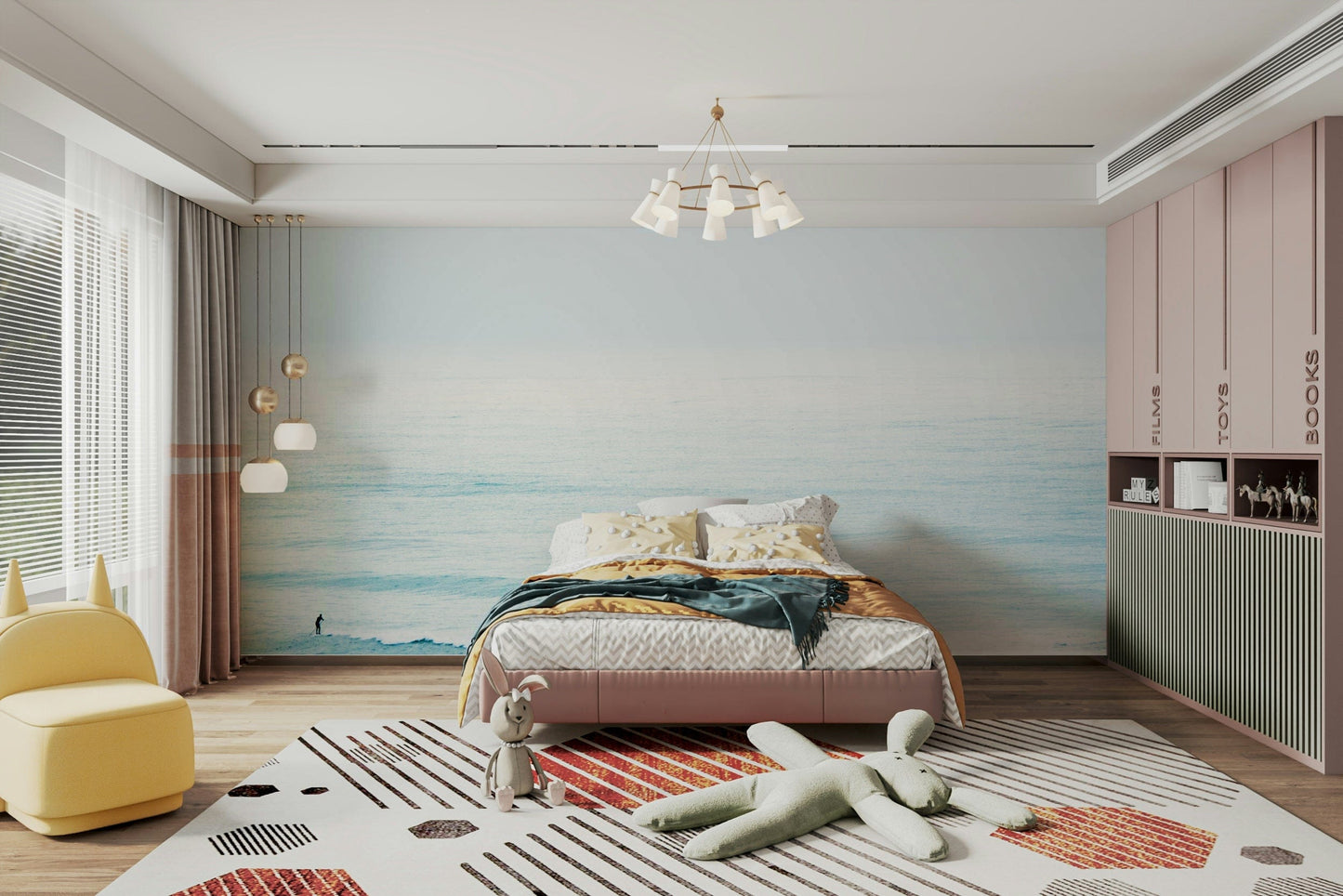 A beautiful abstract water wall mural for a living room.

