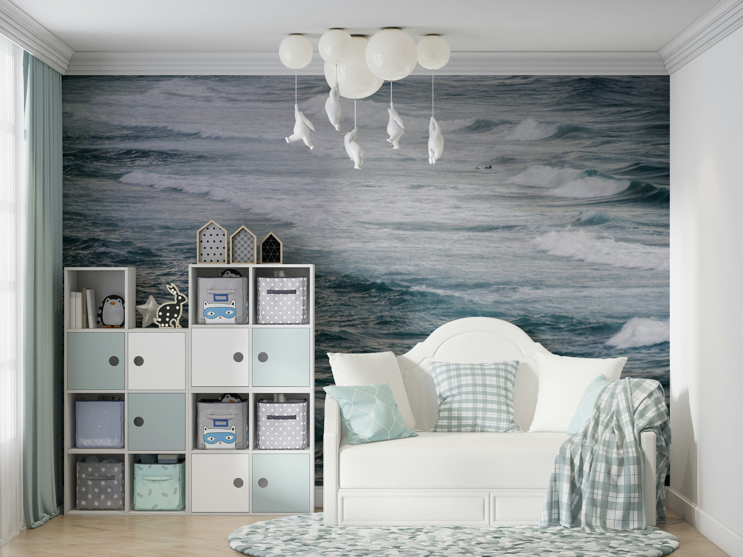 The wallpaper for walls being admired in a home.

