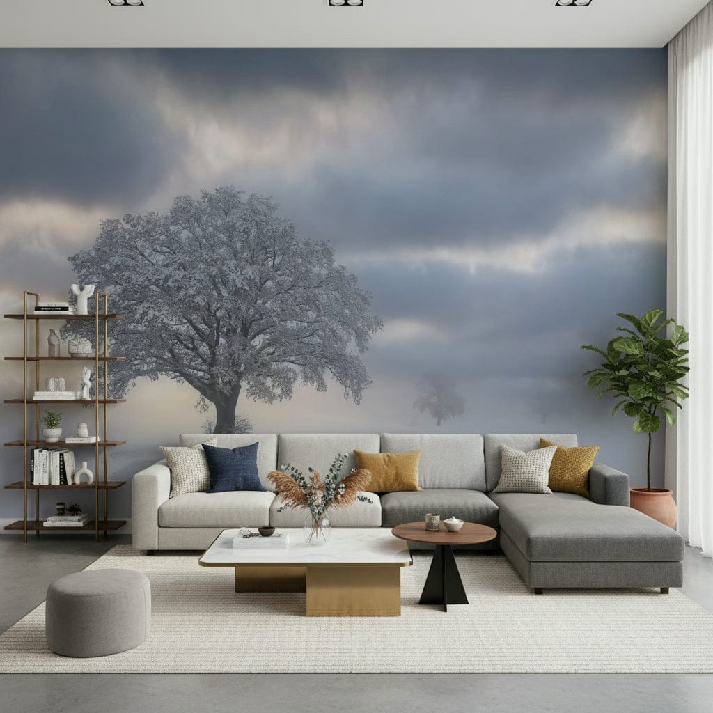 Wallpaper for walls, crisp air, foggy background, picturesque view.