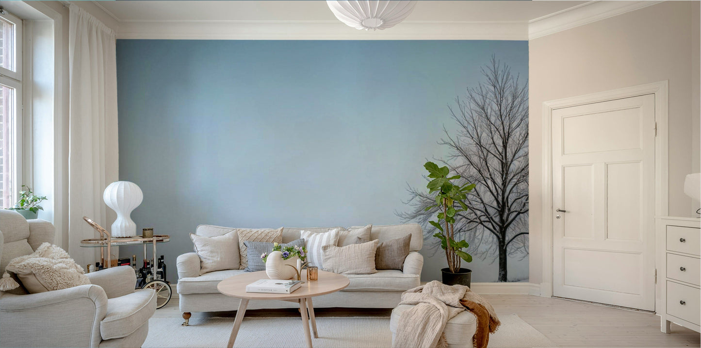 A detail shot of the elegant lines in the wallpaper.