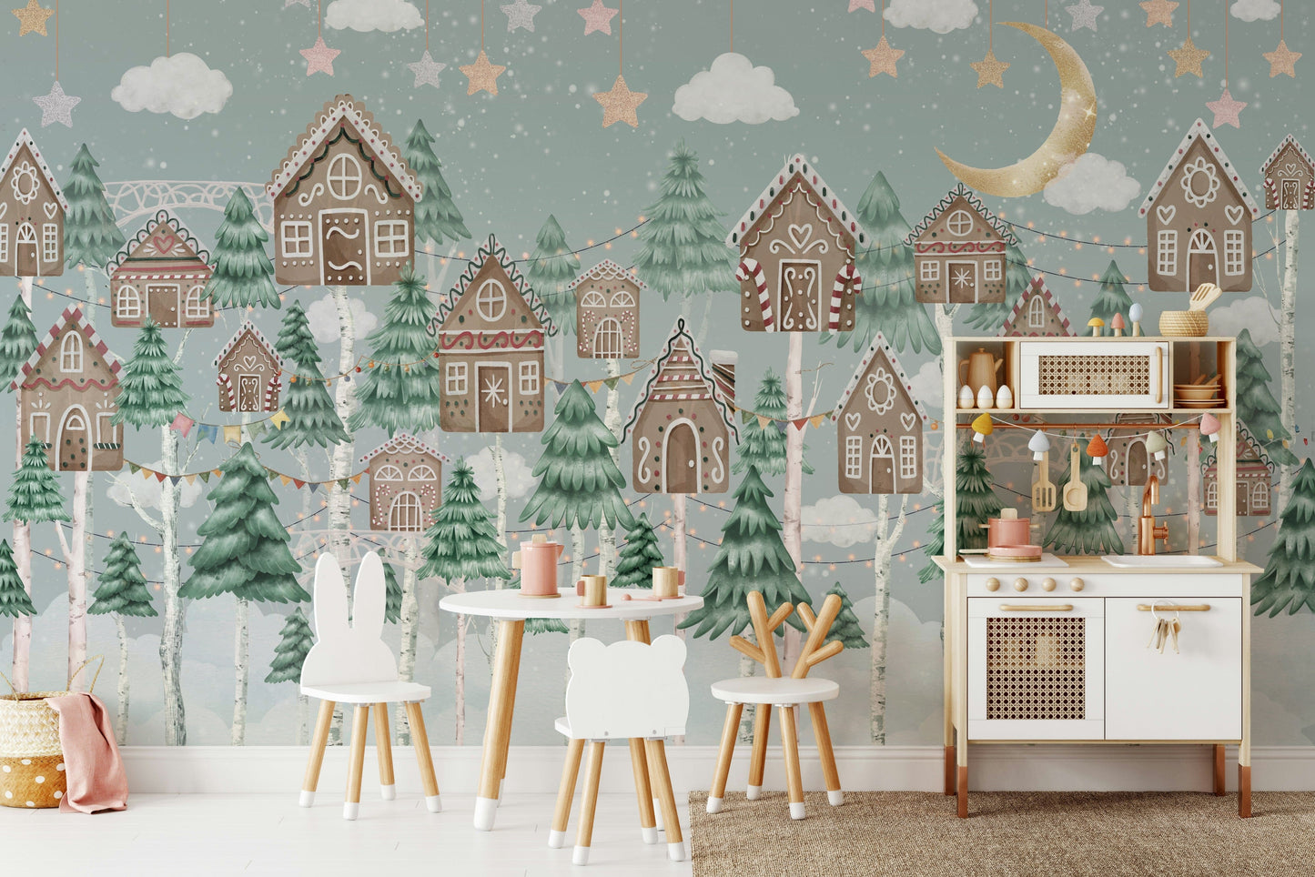 The colors are soft and gentle, with pale blues, grays, and whites.

