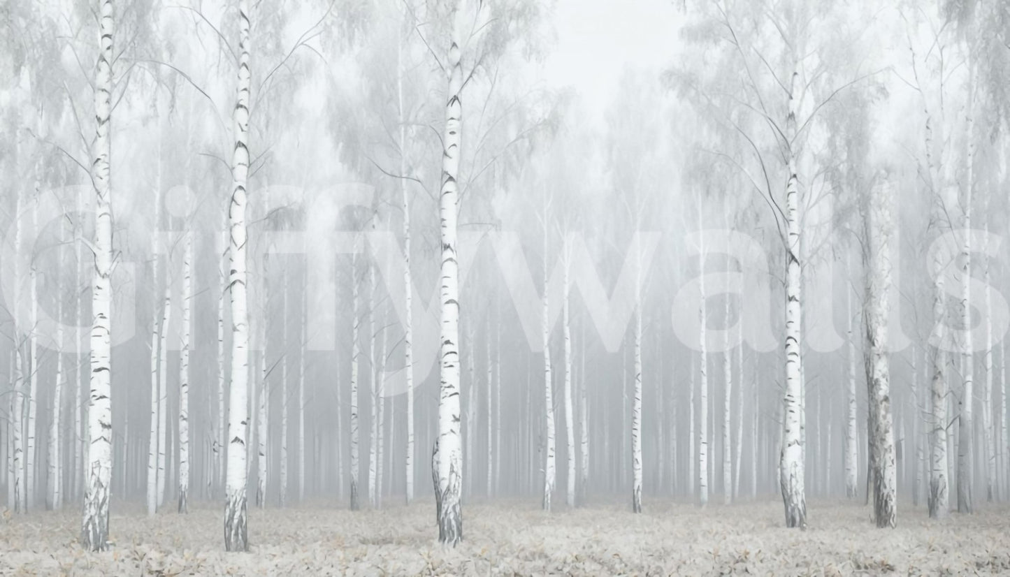 The mural is well-lit, showing off the subtle details of the snow.