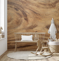 Realistic pine wood slats wallpaper for a cabin feel.