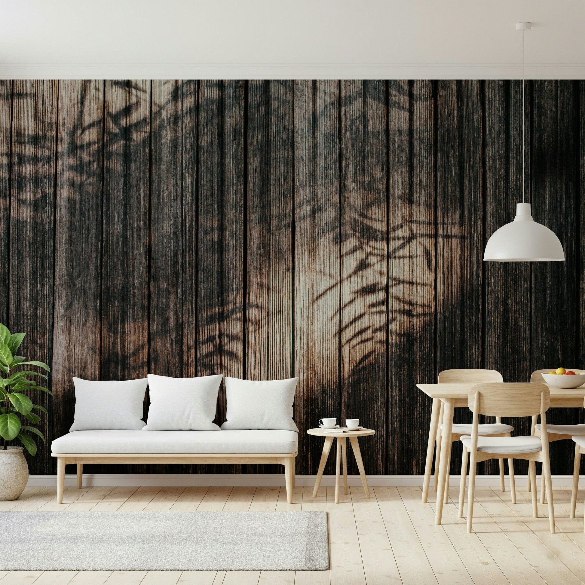 Ethereal wood grain wallpaper mural with subtle lines and gradients for a calming, sophisticated interior.