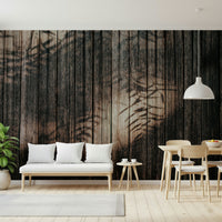 Ethereal wood grain wallpaper mural with subtle lines and gradients for a calming, sophisticated interior.