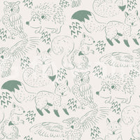 Woodland Animal Neutral Green Wallpaper⁠