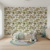 Kids bedroom Woodland Wonders wallpaper: Animal friends adventure, playful setting.