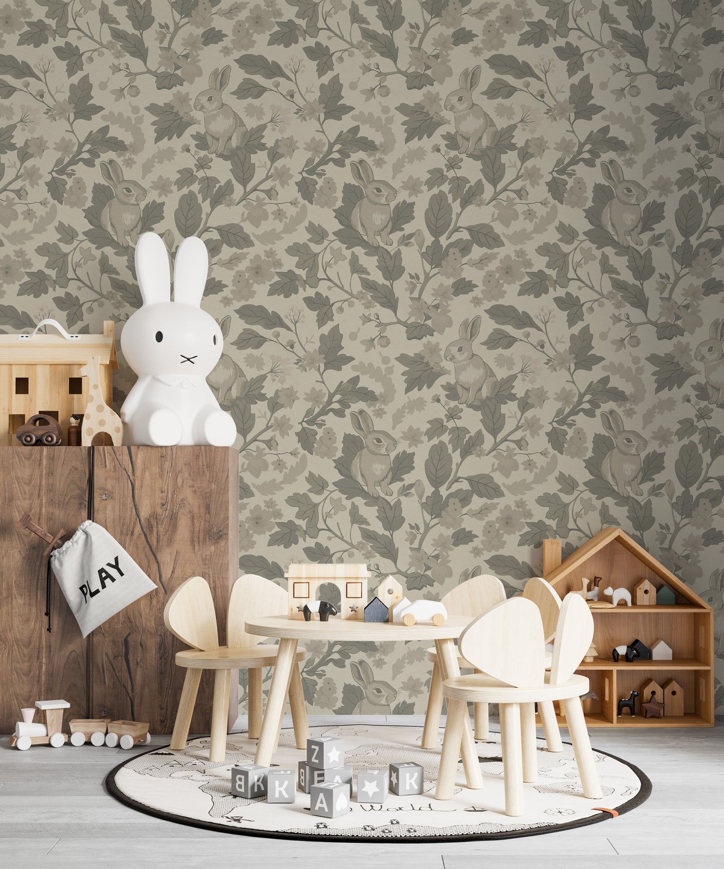 Woodland Garden – Natural Beige Wallpaper⁠