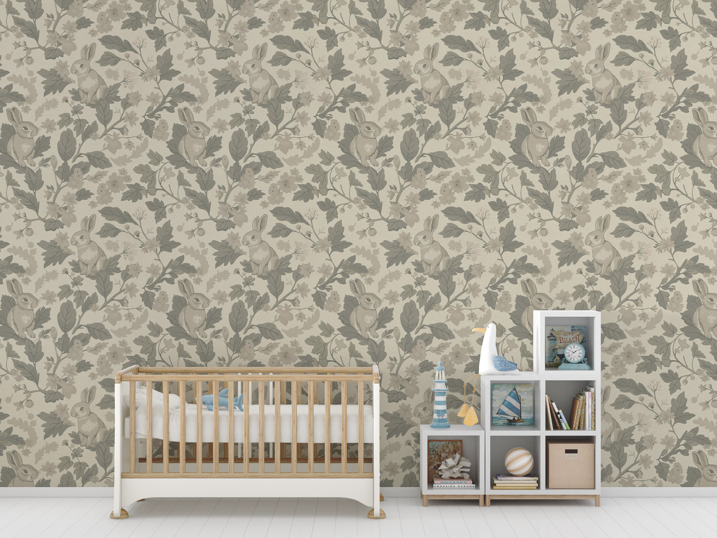 Woodland Garden – Natural Beige Wallpaper⁠