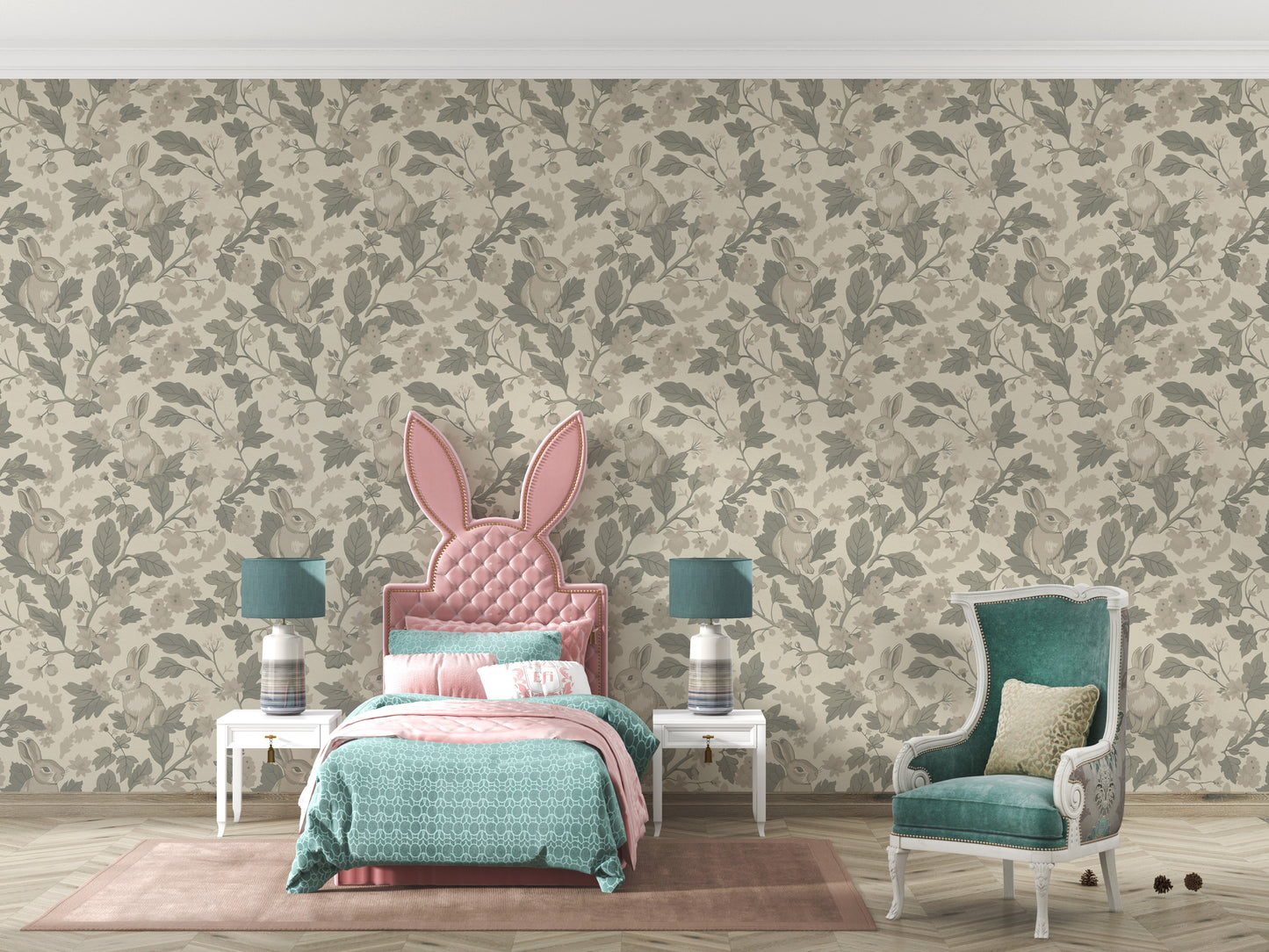 Woodland Garden – Natural Beige Wallpaper⁠