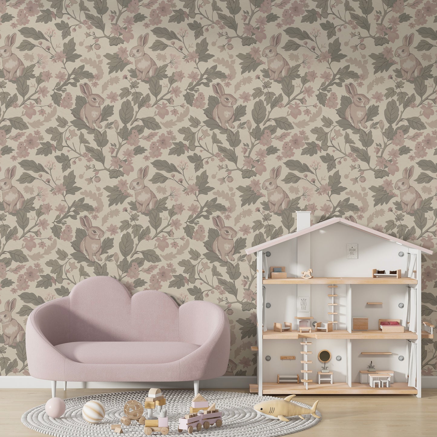Woodland Garden – Vintage Blush Wallpaper⁠