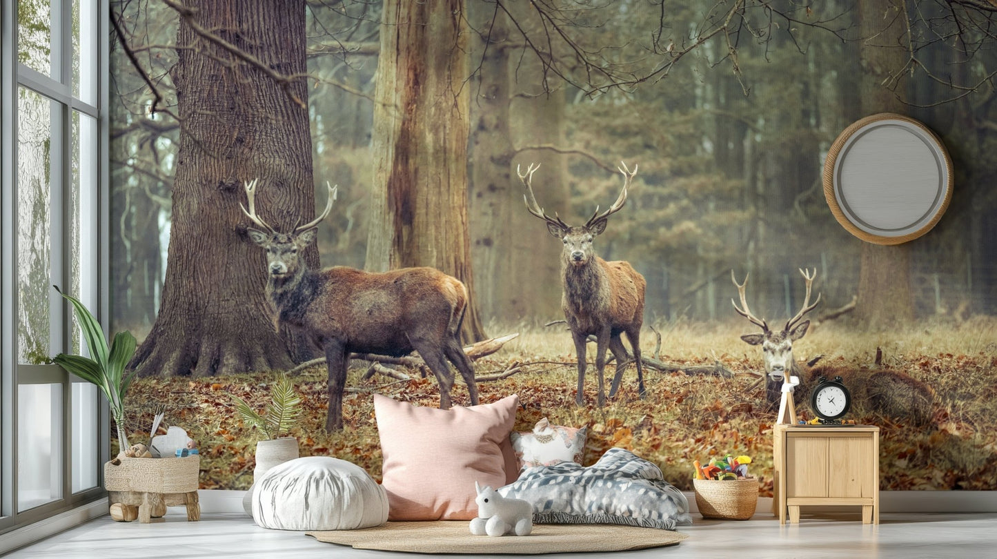 rustic forest and wildlife mural

