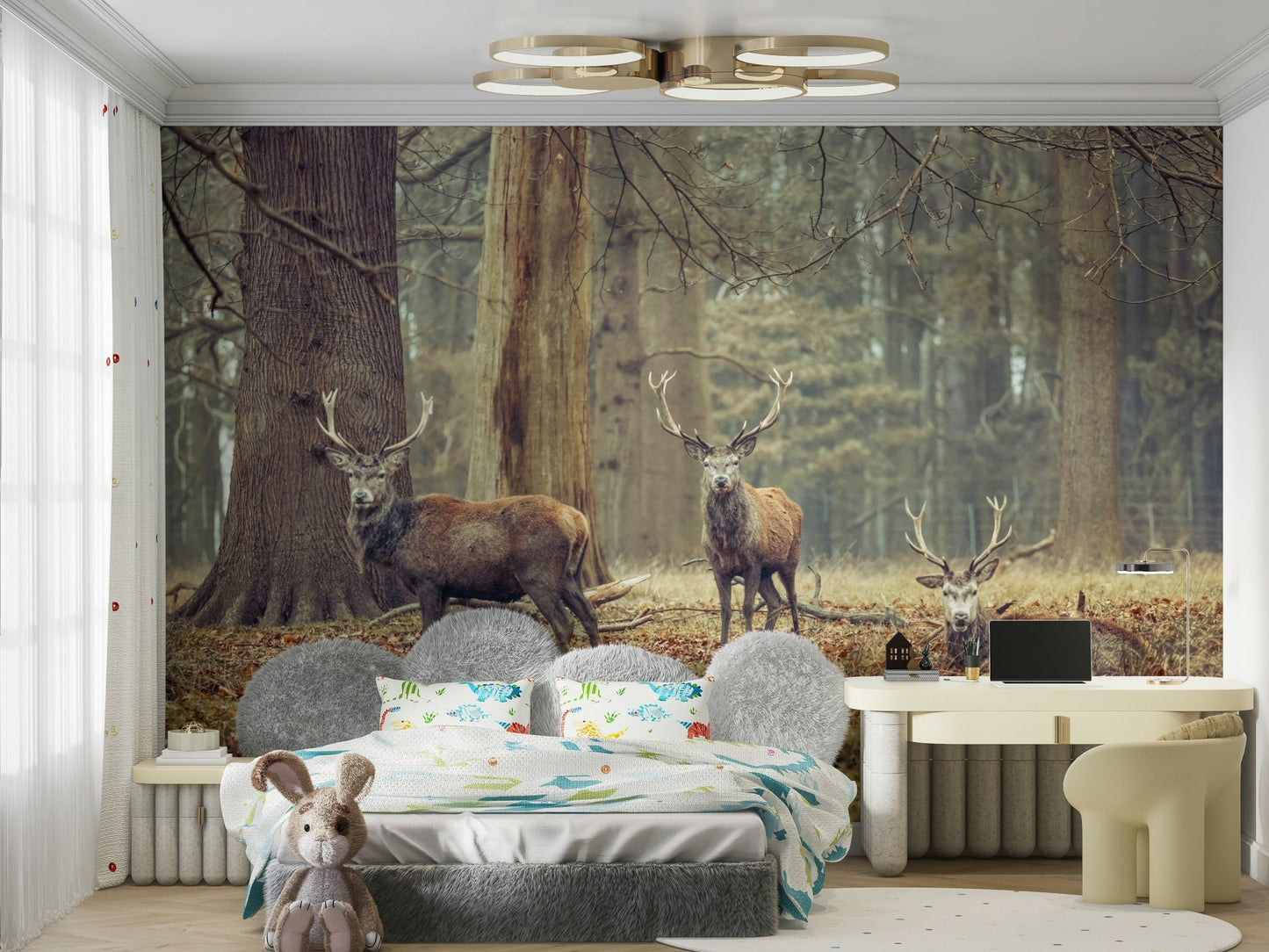 peaceful woodland wallpaper for a study

