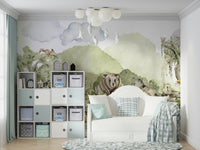 Woodland Whimsical Friends mural for a child's room.

