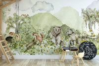 Design featuring whimsical bears, foxes, and bunnies.

