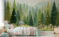 Woodland Wolf Camp Wall Mural