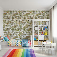 Beautiful Woodland Wonders wallpaper for walls: Forest setting, vibrant greenery.