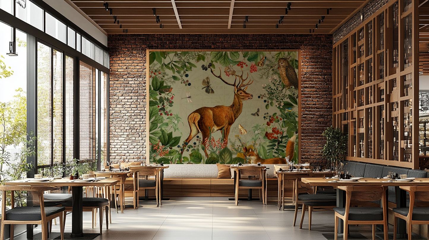 Cozy wallpaper with woodland creatures

