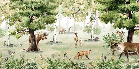 Watercolor Woodland Wonders Mural Wallpaper