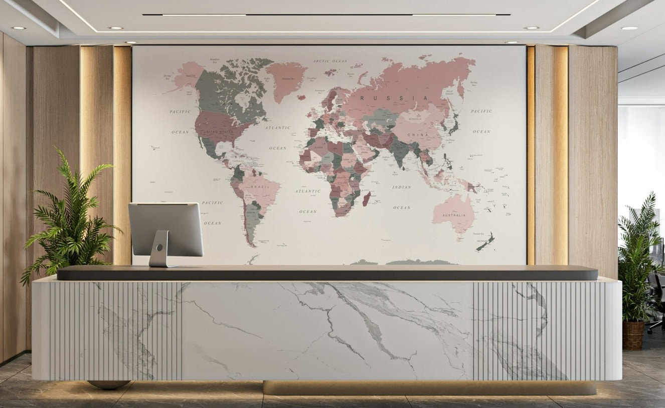 Kids room world map wall design

