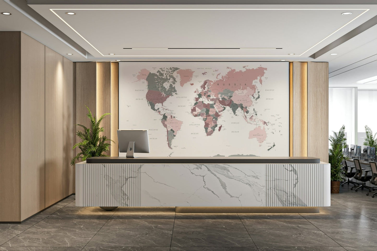 Kids room world map wall design

