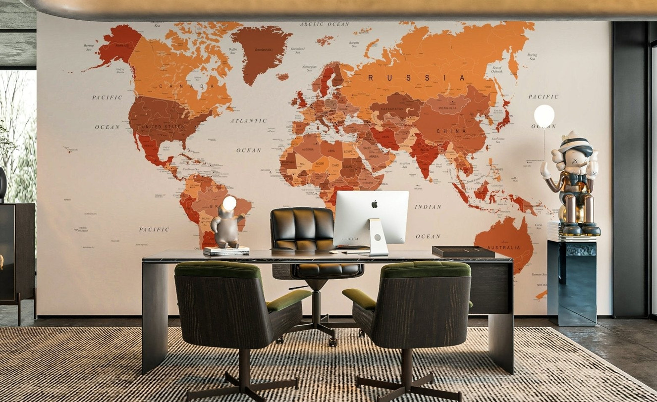 Terracotta vintage map wallpaper

