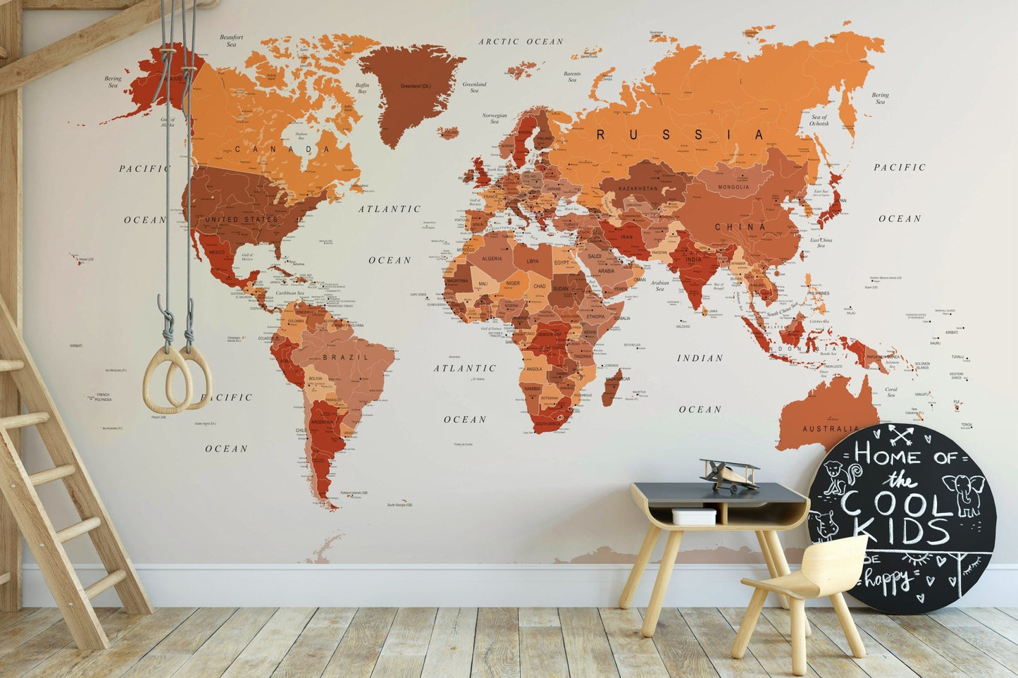 Antique-style global map wallpaper

