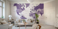 Geographical world map design in purple hues

