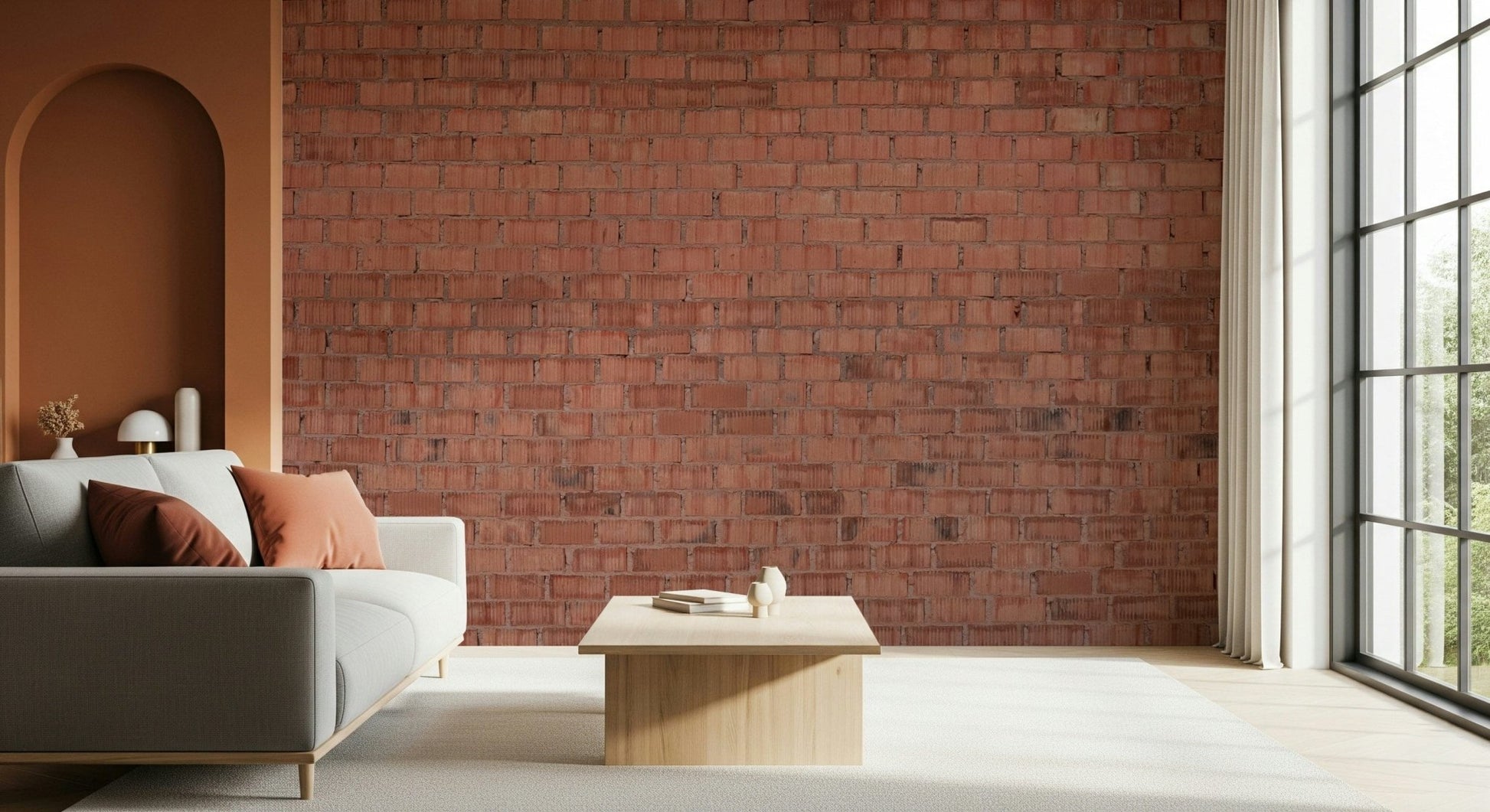 Textured aged brick pattern with natural earthy colors, wall mural