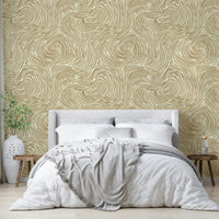 Woven design wallpaper for a warm, inviting atmosphere.

