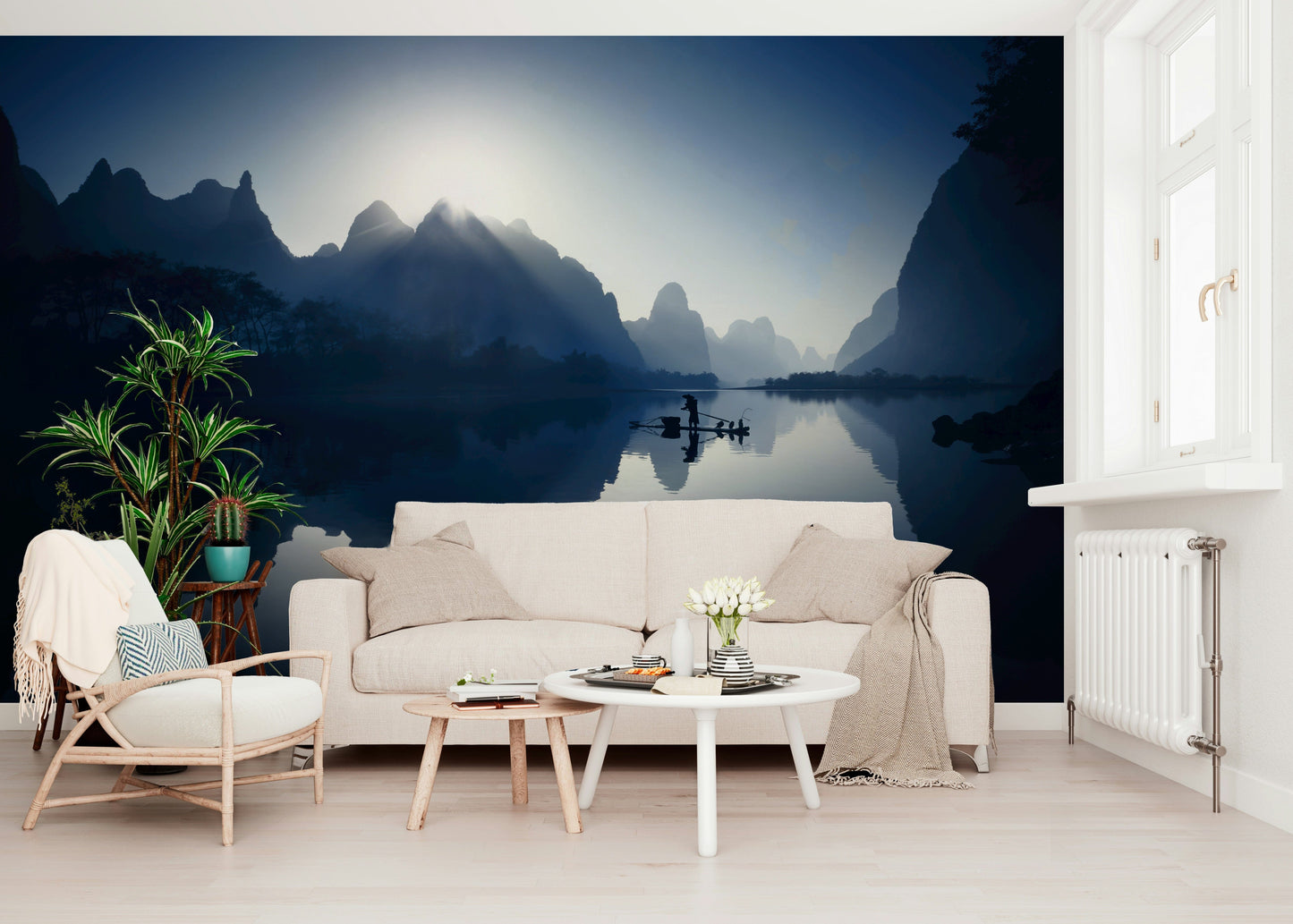 Hallway home décor featuring the Serene Dawn Yangshuo's Whisper Wall Mural.