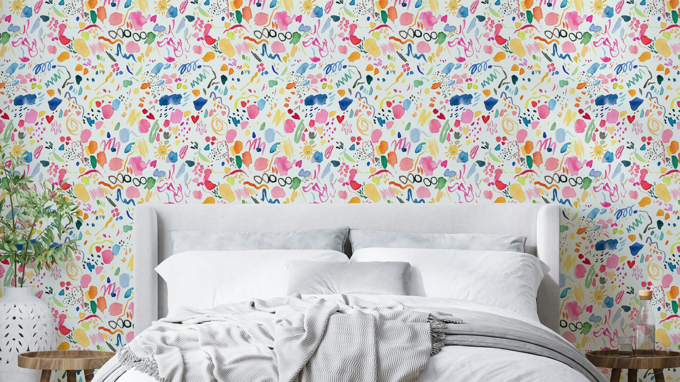 Yellow Abstract Party Wallpaper | Bold Wall Style

