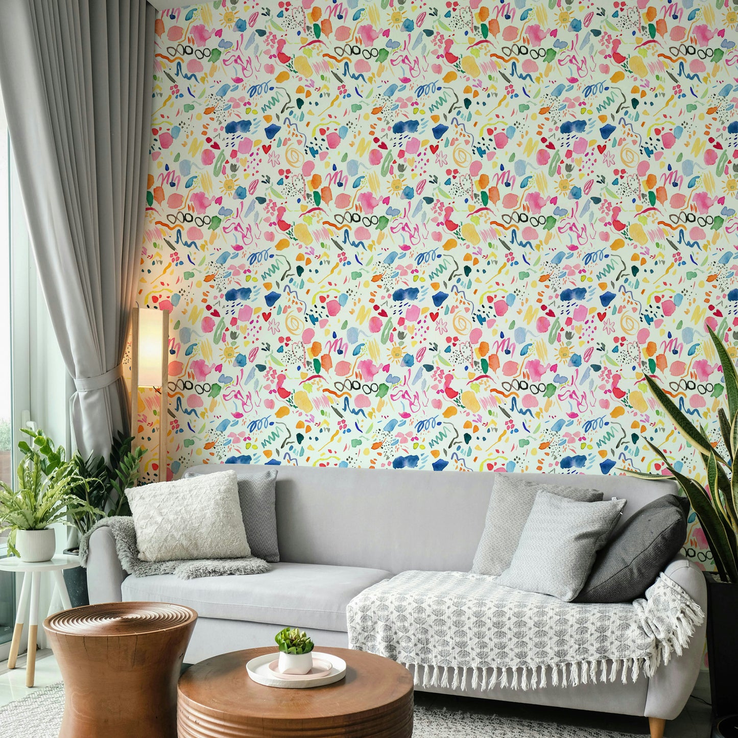 Artistic yellow strokes wallpaper for bold spaces

