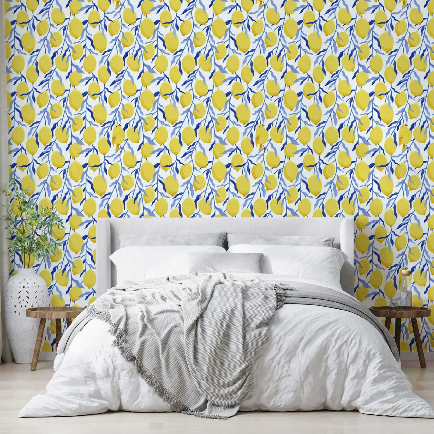 Lemon-themed wall mural for interiors


