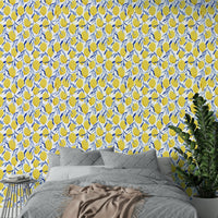 Sunny lemon wallpaper with bird detail

