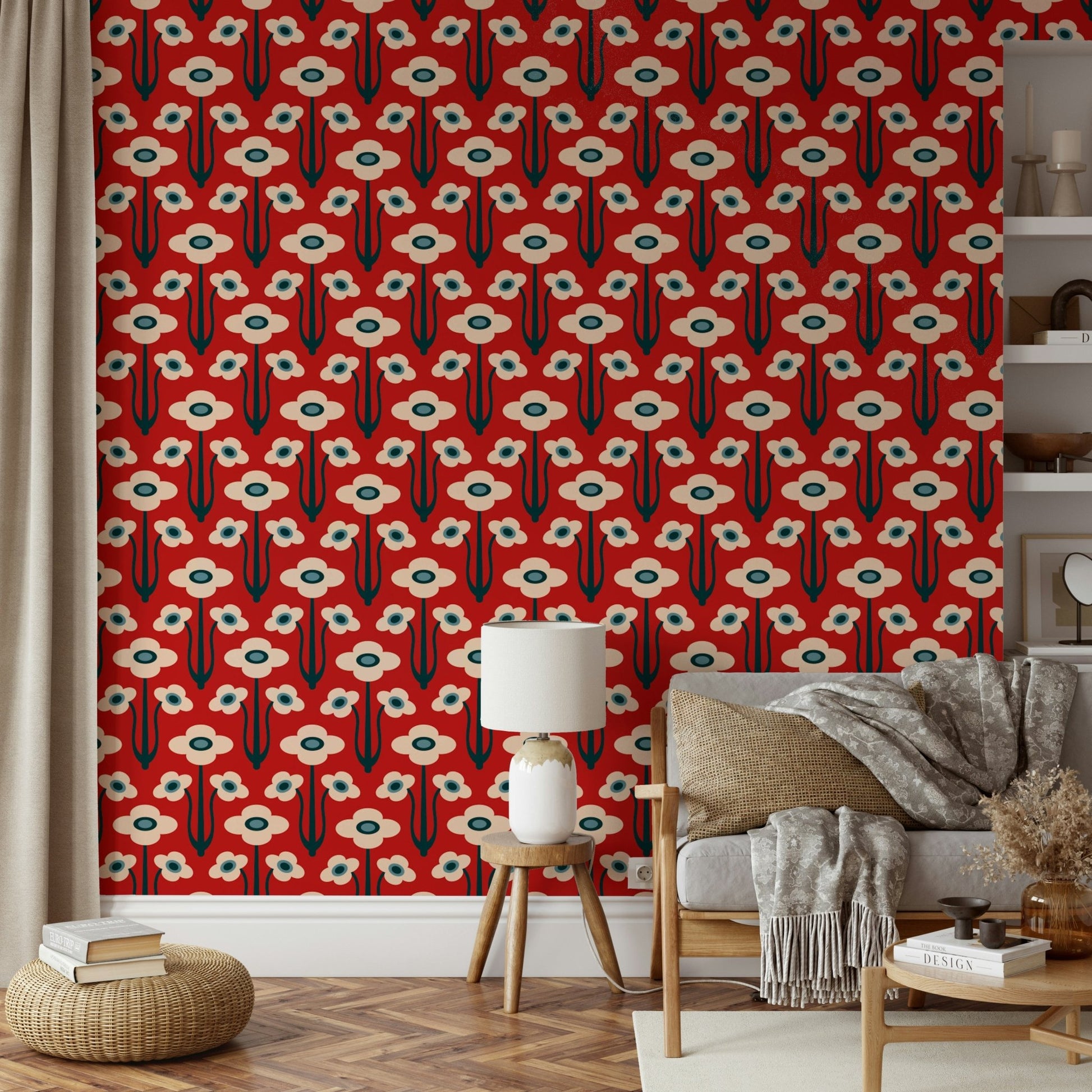 Hand-drawn look with organic shapes and strong colors.

