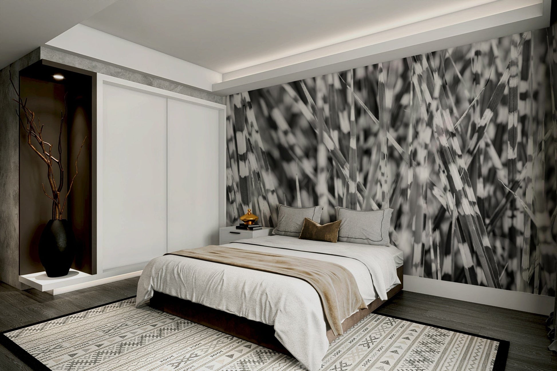 An artistic close-up foliage mural for home decor.

