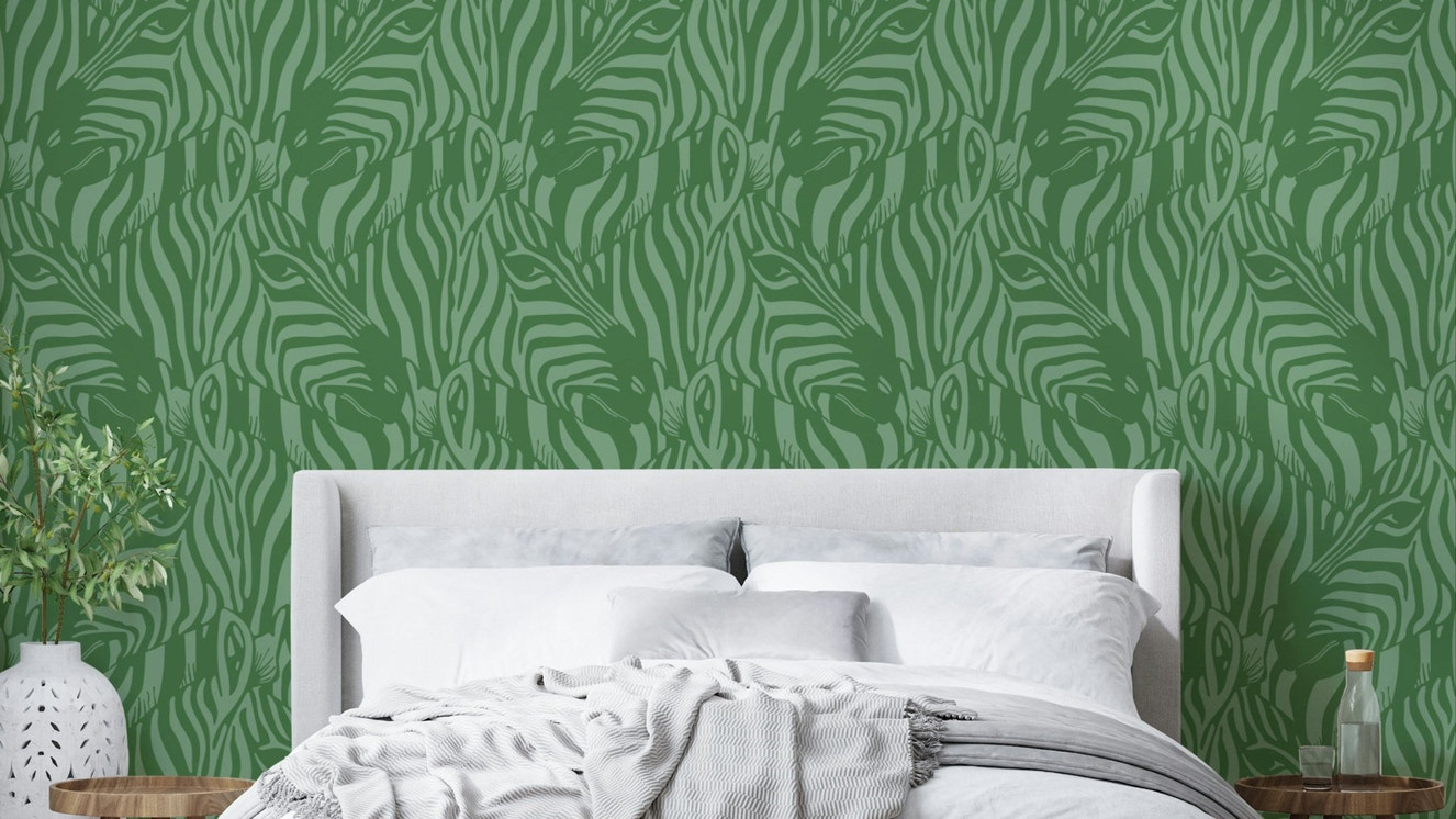 The image shows a peaceful, natural scene with a striped pattern.

