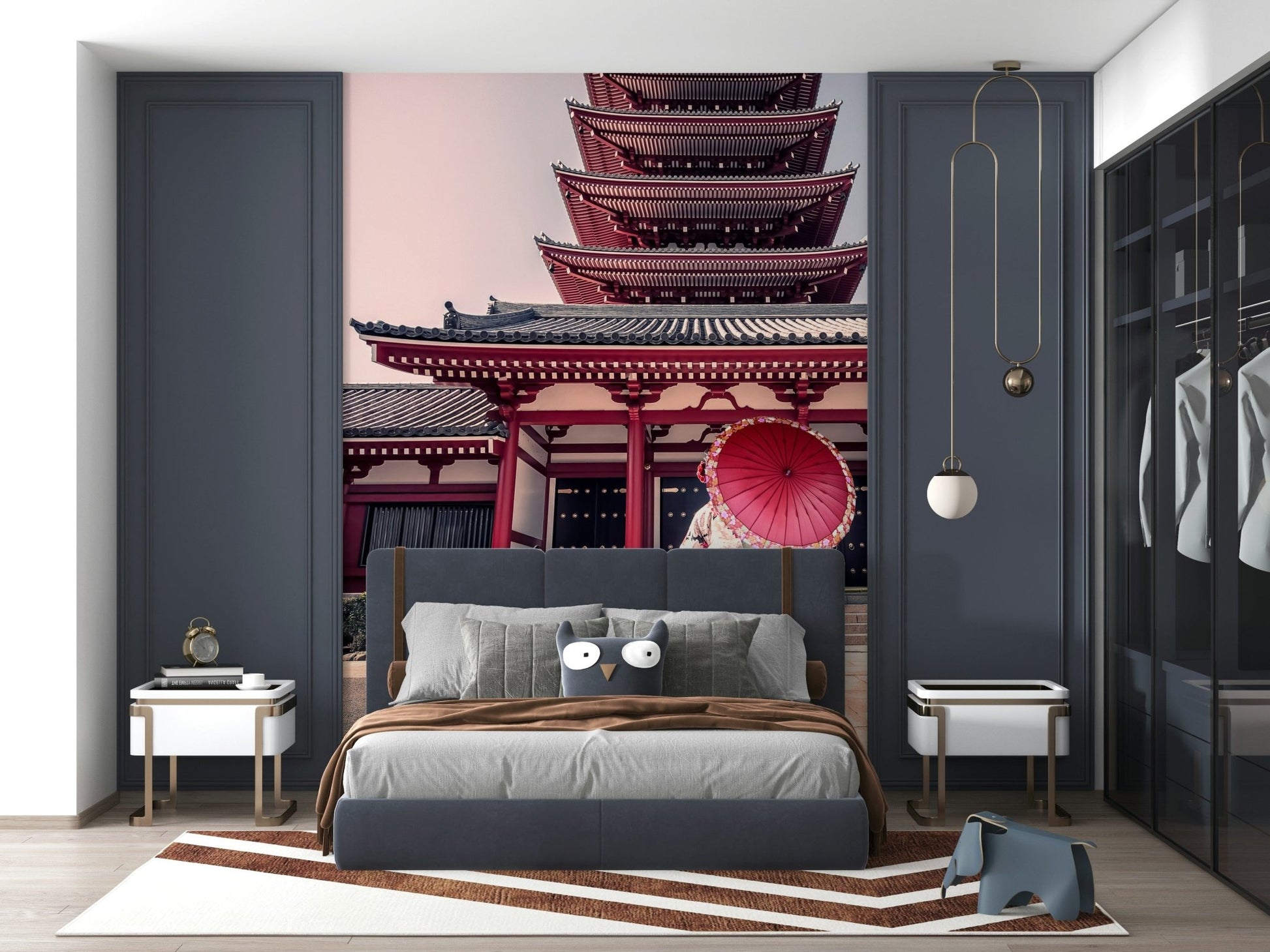 Peaceful Temple Zen Temple View wallpaper design interior.