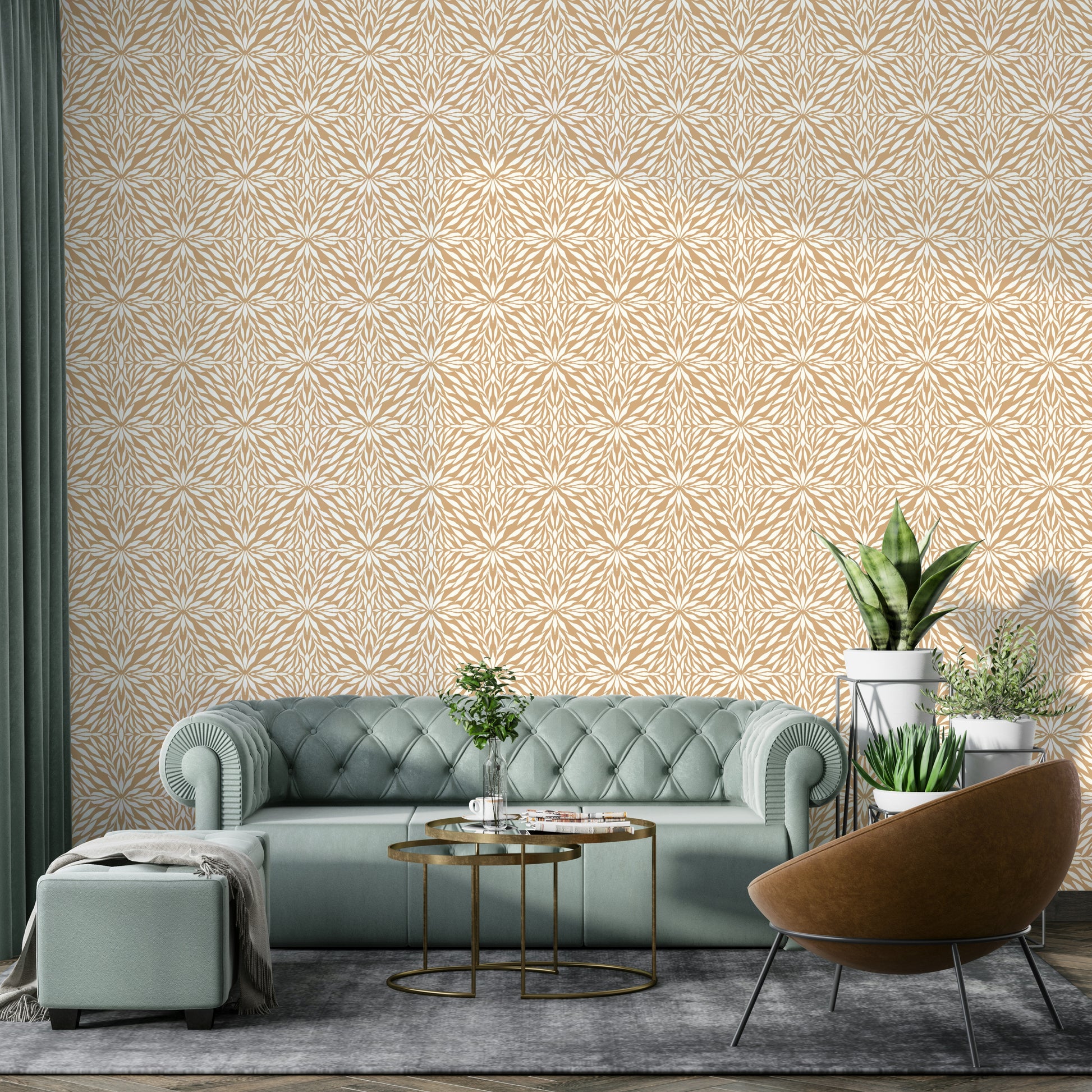 Botanical mural wallpaper for stylish dining spaces

