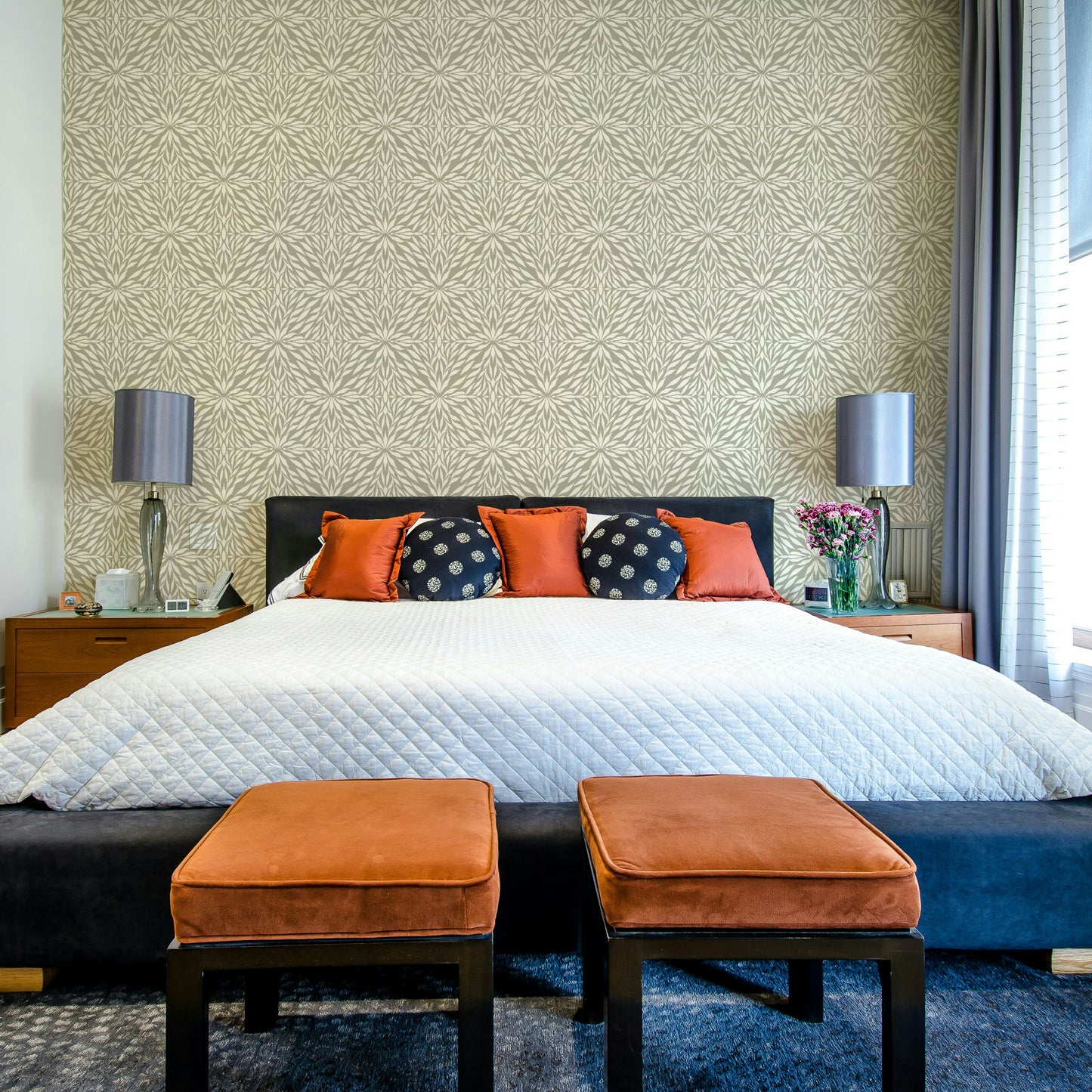 Earthy clay and terracotta leaf wallpaper for walls

