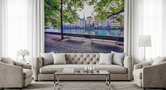 Zurich River Scene Wall Mural