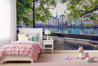 Zurich River Scene Wall Mural