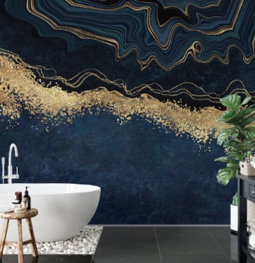 Exquisite Marble Gold Blue Wallpaper Mural